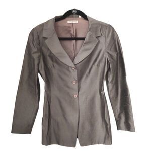 Tahari 🩶 metallic silk blazer 2 vintage romantic